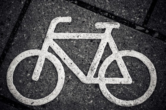 Bicycle markings painted on path