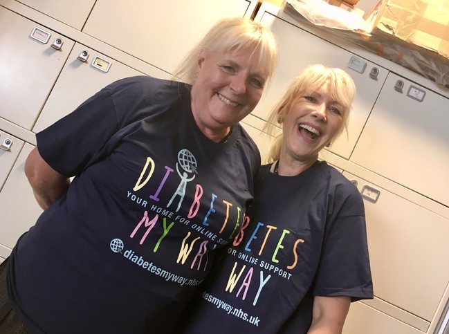 Christine and Denise from the team model the Diabetes My Way t-shirts
