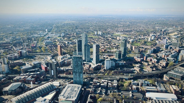 Aerial shot of Greater Manchester