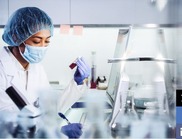 Image showing laboratory worker testing blood