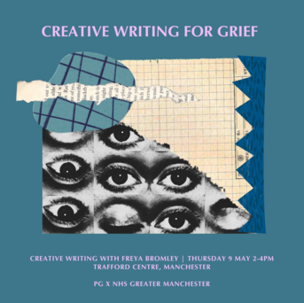 A graphic design to promote the creative writing for grief event