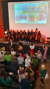 SAWN choir and attendees dancing