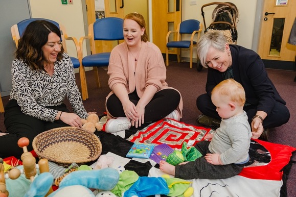  Kate Brintworth Chief Midwifery Officer for England with service user Gemma and her baby.