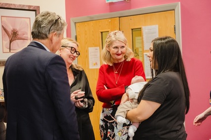 Professor Donald Peebles National Clinical Director for Maternity in England meeting a mother and baby