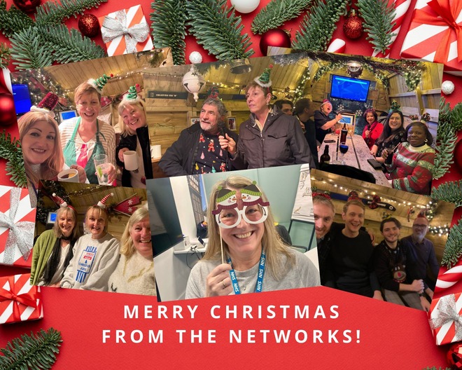 Photos from a Christmas party with members of the networks