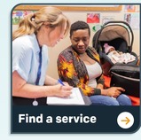 Screenshot of the 'Find a service' button on the GM ICP website