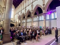 GM Mayor, Andy Burnham, talking to 400 attendees at the event