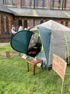 'Great unburdening' tent in the courtyard
