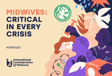 Campaign graphic which says midwives, critical in every crisis.