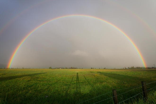 Rainbow over fields
