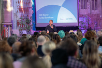 Andy Burnham talking to attendees at Live Well event