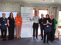 chief executive Anthony Hassall (centre) along with colleagues from our tobacco dependency treatment team and from our wards in Stockport
