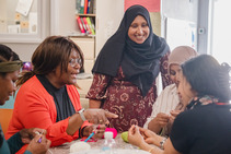 Residents talking and crafting at Greenhill community centre