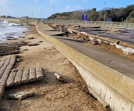 damaged concrete wall at Stokes Bay beach