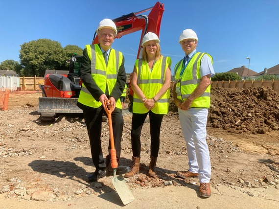 Cllr Chegwyn, Cllr Ballard and Cllr Hutchison visiting the Wheeler Close site where new council houses are being built