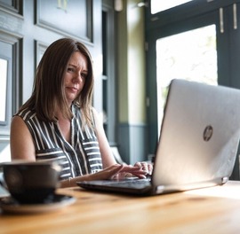 woman on computer