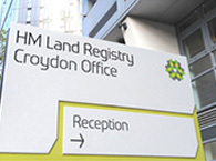 Trafalgar House sign with 'HM Land Registry' 