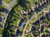 Aerial view of housing.