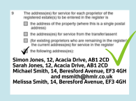 Address for service document with green tick