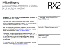 A section of form RX2