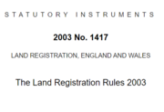 A section of the title page of the Land Registration Rules 2003.