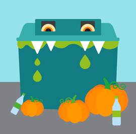 Illustration of glass bottle bank
