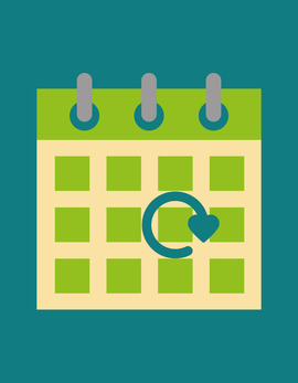 Illustration of a calendar with a recycling symbol.