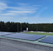 Solar panels installed on the stadium roof of Havant Rugby Club