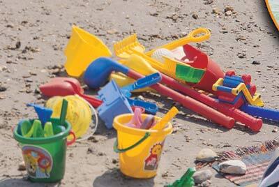 Buckets and spades on the beach 