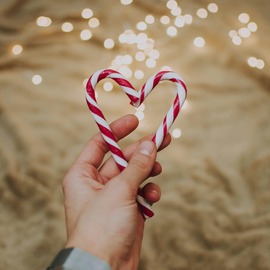 Candy canes in shape of a heart