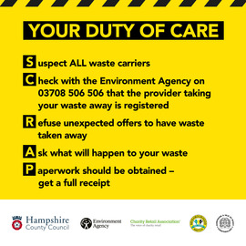 Follow the SCRAP code when disposing of waste