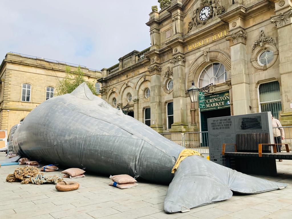 Whale Installation in Accrington Town Centre