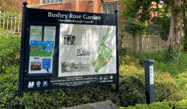 Bushey Rose Garden sign