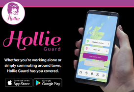 Advertisement for the Hollie Guard App.
