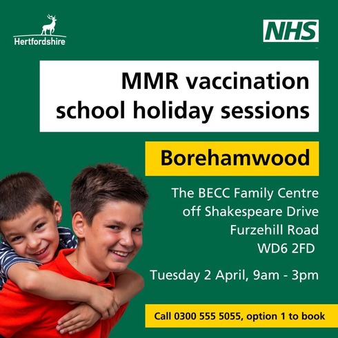 Borehamwood mmr vaccine pop up