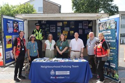 Hertsmere CSP partners at a stall in front of the CSP trailer