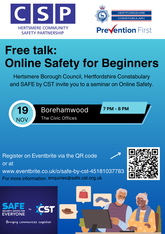 Online Safety talk poster - 19 November at the Civic Offices