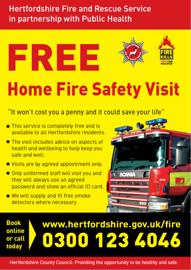 Free Home Fire Safety Visit - call 0300 123 4046