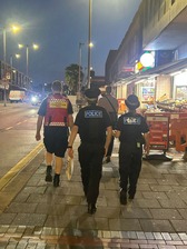Police and Community Enforcement Officers on patrol on Shenley Road