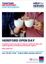 help for heroes open day poster in hereford