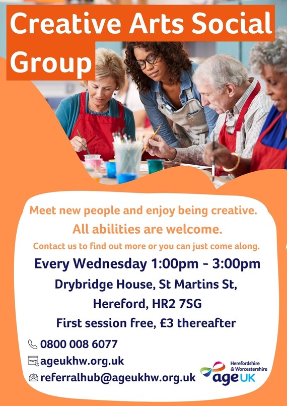 Age UK creative arts social group promotional flyer
