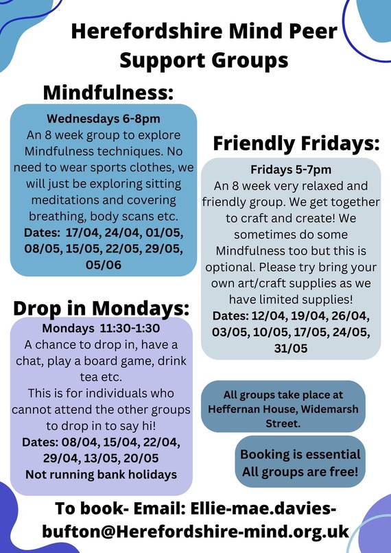 Herefordshire Mind Peer support group flyer