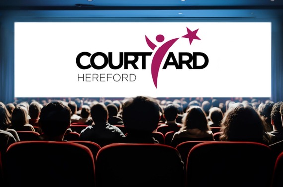 The Courtyard Theatre logo on a cinema screen