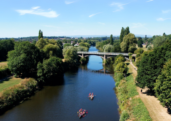 People canoeing on the river wye