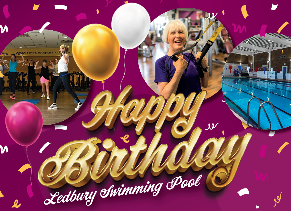 Ledbury swimming pool birthday banner