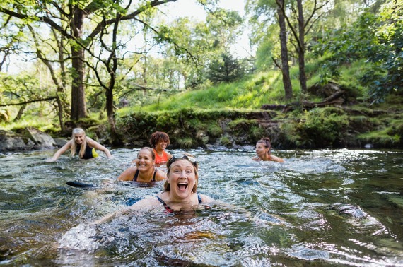 a group of river swimmers