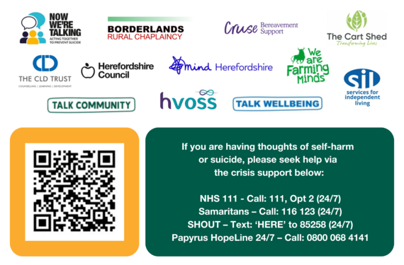 a banner containing logos of numerous local organisations associated with the suicide prevention strategy