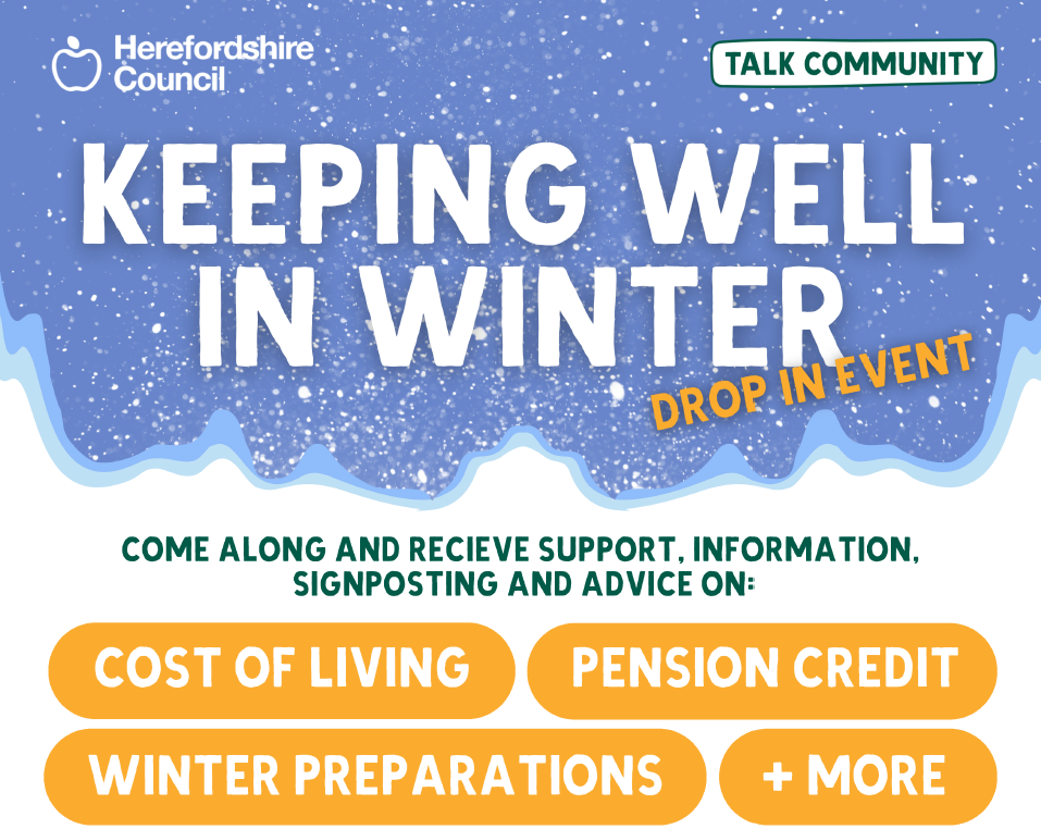 Keeping well in winter, website page information with a snowy backdrop