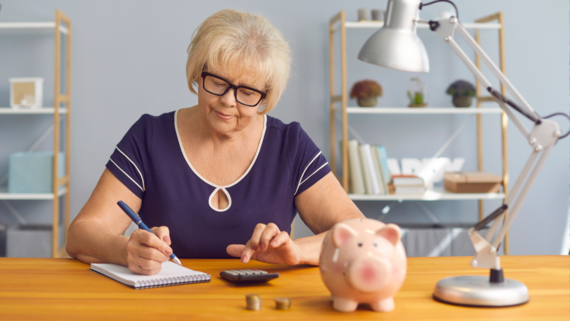 a woman calculating her bills