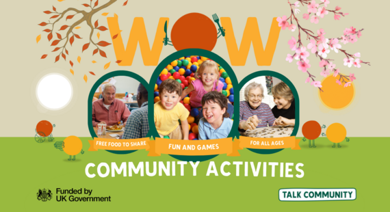 a wow banner that includes images of children and elderly people enjoying fun activities